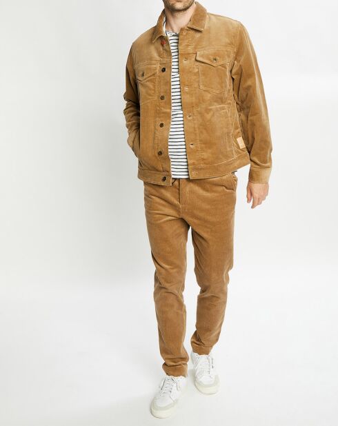 Veste Trucker en Velours côtelé camel