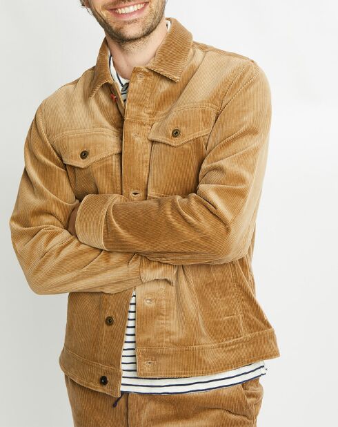 Veste Trucker en Velours côtelé camel