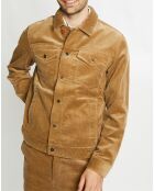 Veste Trucker en Velours côtelé camel