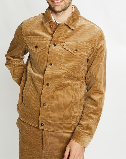 Veste Trucker en Velours côtelé camel