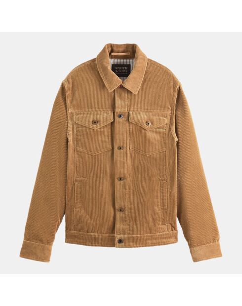 Veste Trucker en Velours côtelé camel
