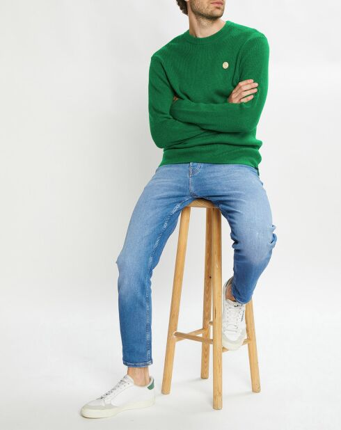 Pull en Laine mélangée col rond Ribs vert