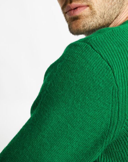 Pull en Laine mélangée col rond Ribs vert