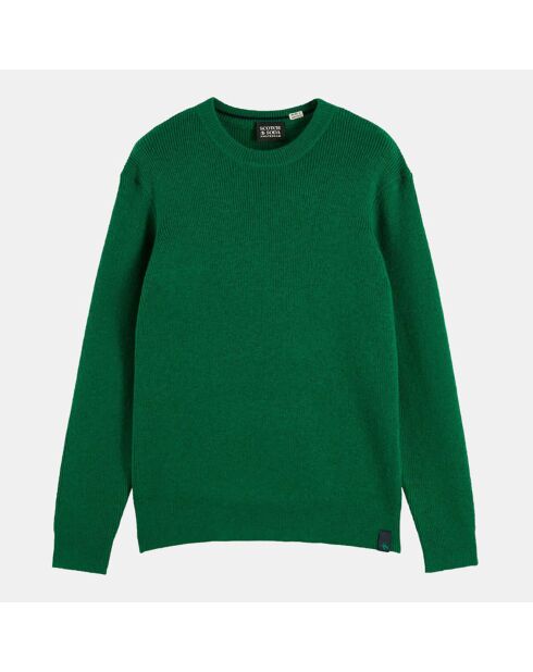 Pull en Laine mélangée col rond Ribs vert