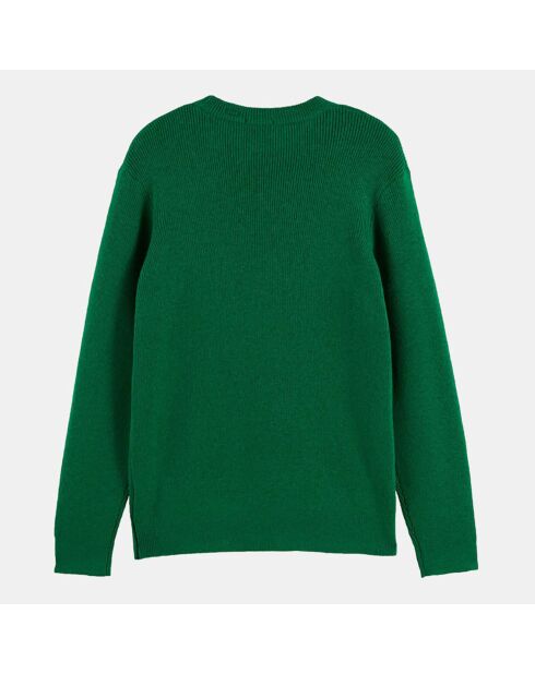 Pull en Laine mélangée col rond Ribs vert