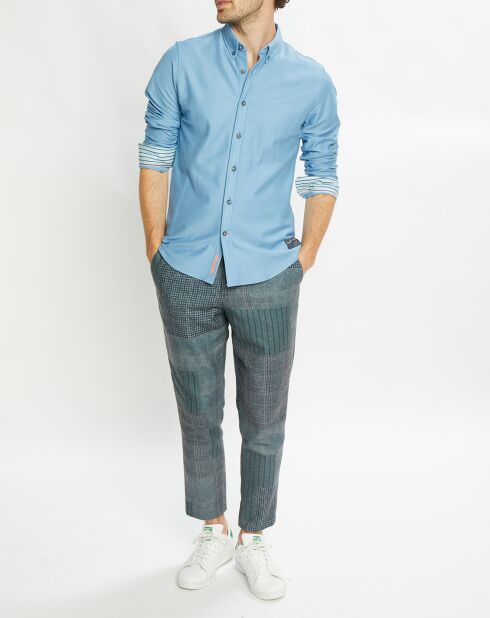 Chemise Slim Fit 100% Coton Bio en Twill Jersey bleu ciel