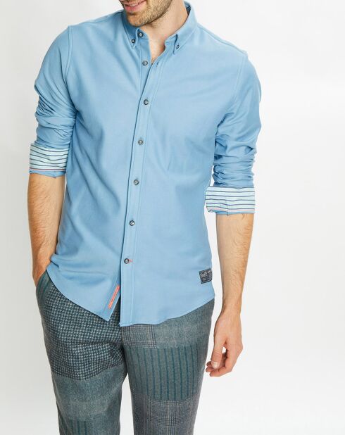 Chemise Slim Fit 100% Coton Bio en Twill Jersey bleu ciel
