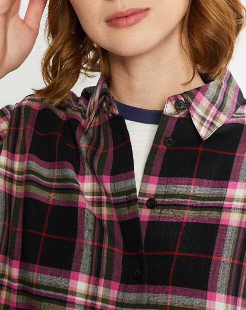 Chemise Oversize à carreaux noir/rose