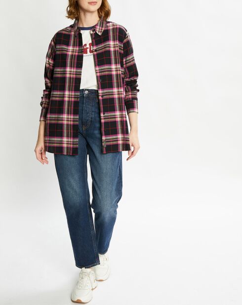 Chemise Oversize à carreaux noir/rose