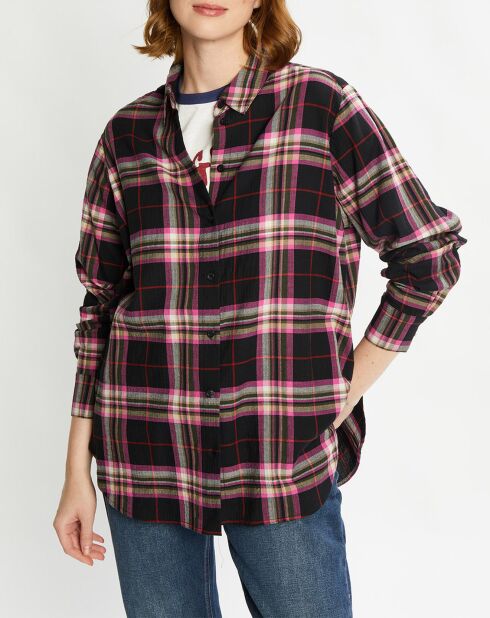 Chemise Oversize à carreaux noir/rose
