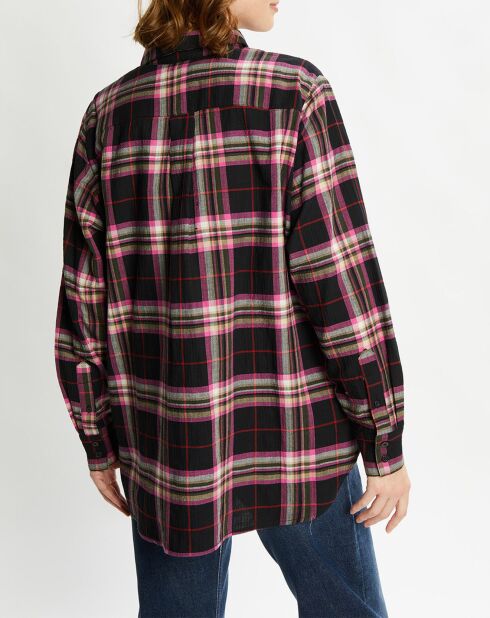 Chemise Oversize à carreaux noir/rose