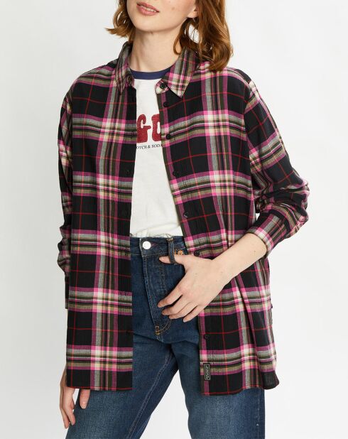 Chemise Oversize à carreaux noir/rose