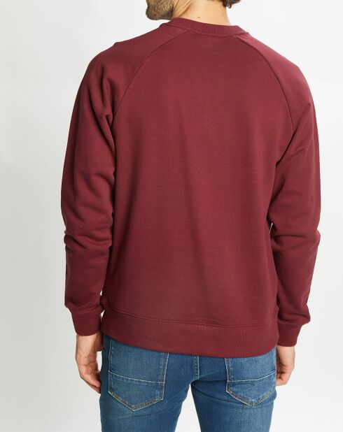 Sweat 100% Coton Bio col rond Logo Poitrine bordeaux