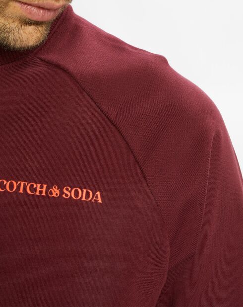 Sweat 100% Coton Bio col rond Logo Poitrine bordeaux