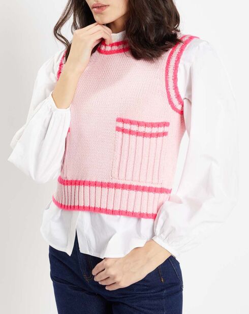 Pull sans manches en Laine mélangée Mouline rose