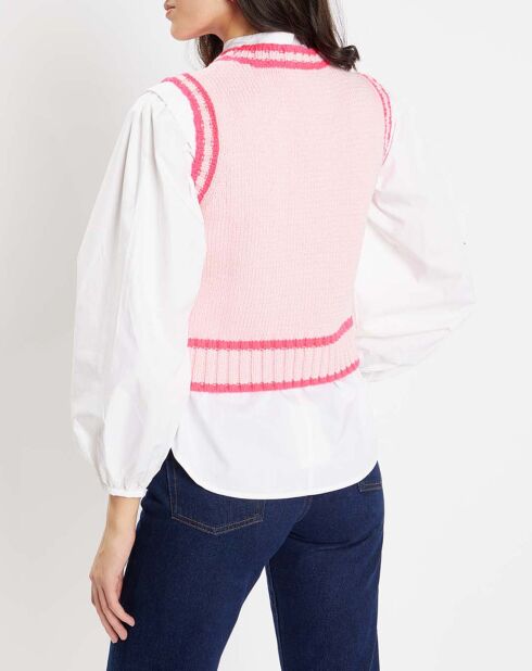 Pull sans manches en Laine mélangée Mouline rose