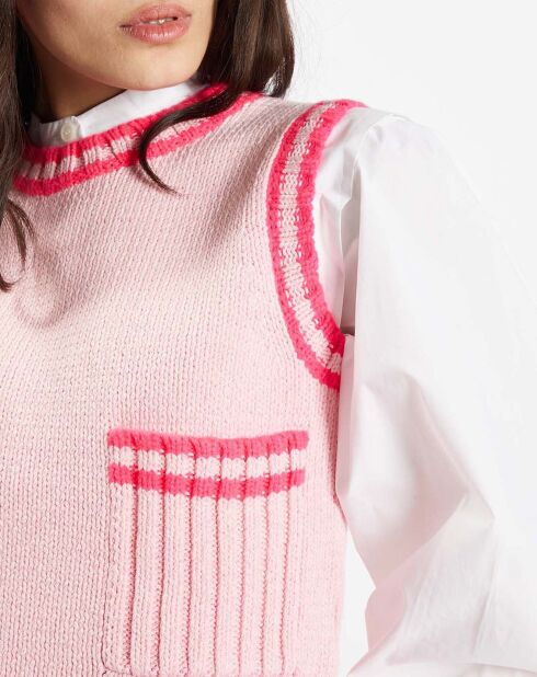 Pull sans manches en Laine mélangée Mouline rose