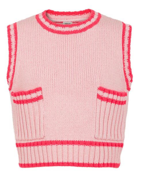 Pull sans manches en Laine mélangée Mouline rose