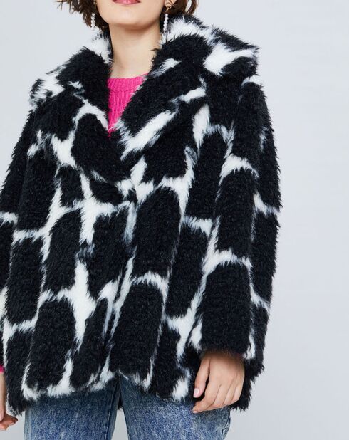 Manteau en Laine mélangée Fatma noir/blanc