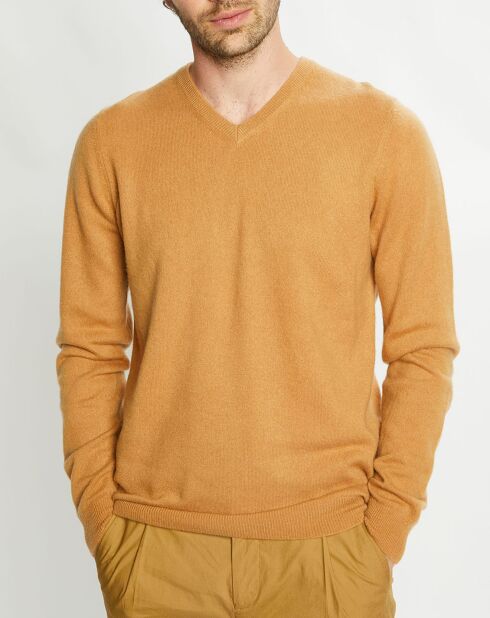 Pull 100% Cachemire Avy col V beige