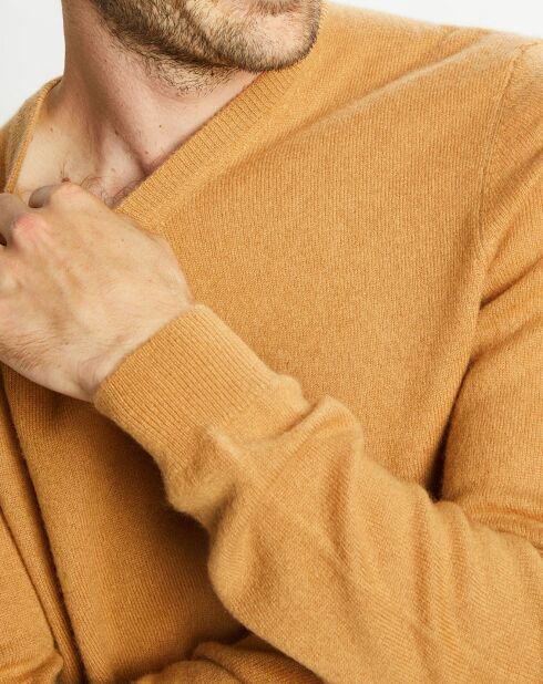 Pull 100% Cachemire Avy col V beige