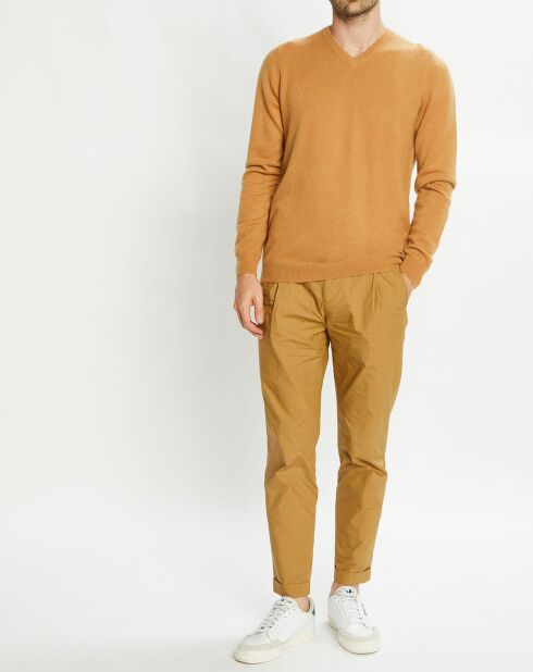 Pull 100% Cachemire Avy col V beige