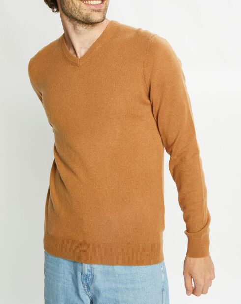 Pull 100% Cachemire Machve col V caramel