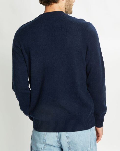 Pull en Cachemire & Laine Mesailor col rond bleu marine