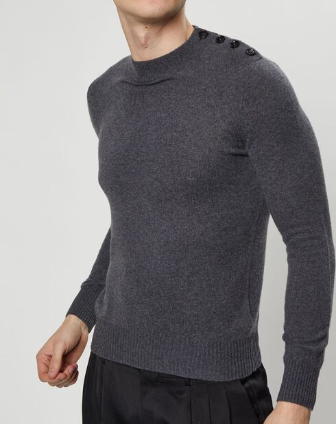 Pull en Cachemire & Laine Mesailor col rond gris foncé