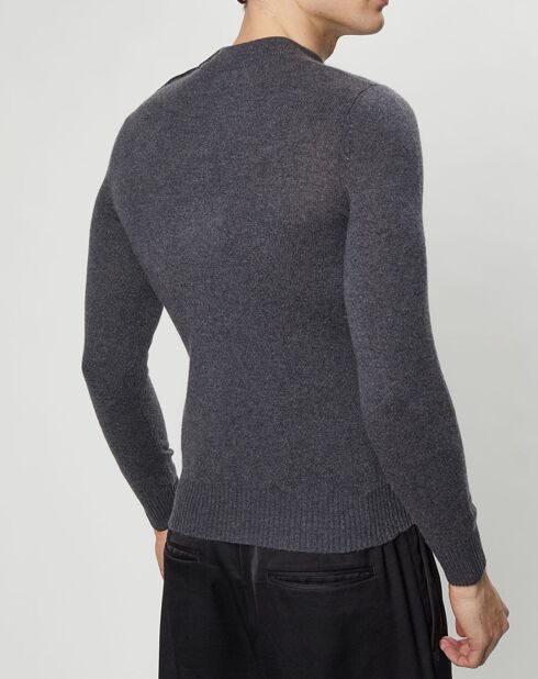 Pull en Cachemire & Laine Mesailor col rond gris foncé