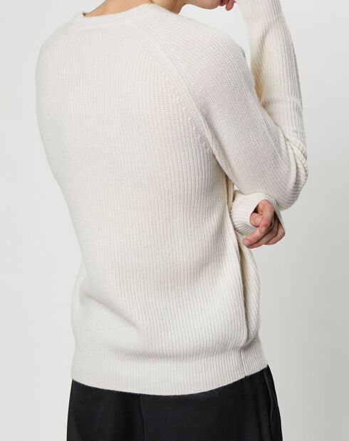 Pull en Cachemire & Laine Moterond col rond écru