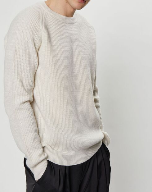 Pull en Cachemire & Laine Moterond col rond écru