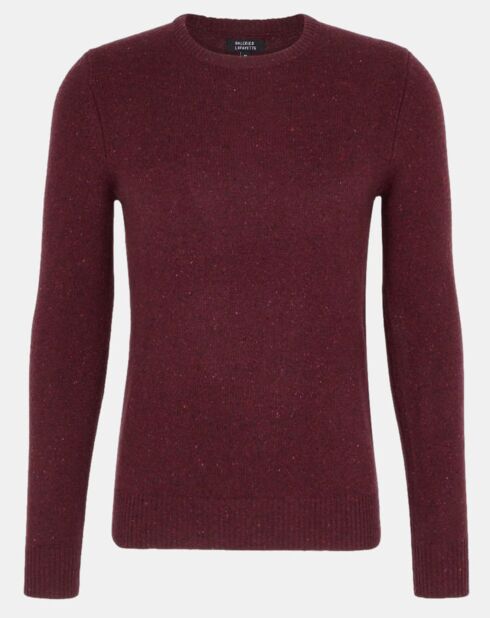 Pull en Cachemire & Laine Meps col rond bordeaux chiné