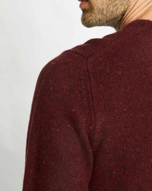 Pull en Cachemire & Laine Meps col rond bordeaux chiné