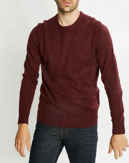 Pull en Cachemire & Laine Meps col rond bordeaux chiné
