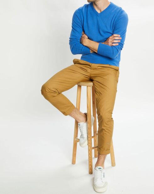 Pull 100% Cachemire Nachve col V bleu