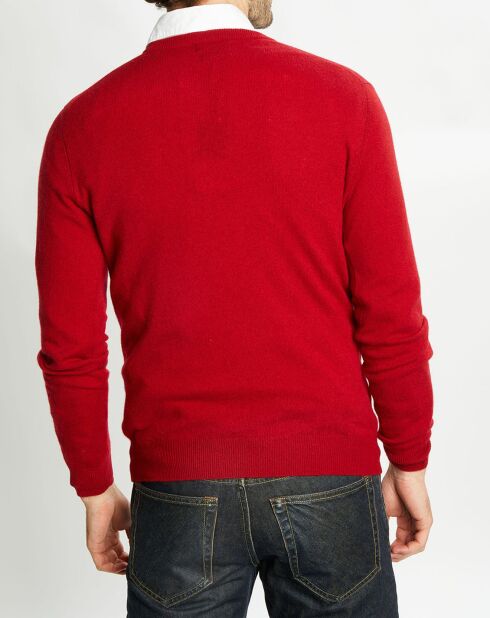 Pull 100% Cachemire Nachve col V rose foncé