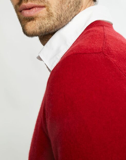 Pull 100% Cachemire Nachve col V rose foncé