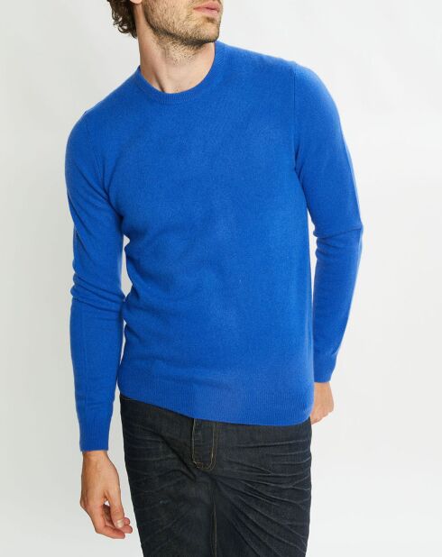 Pull 100% Cachemire Nachron col ras du cou bleu électrique