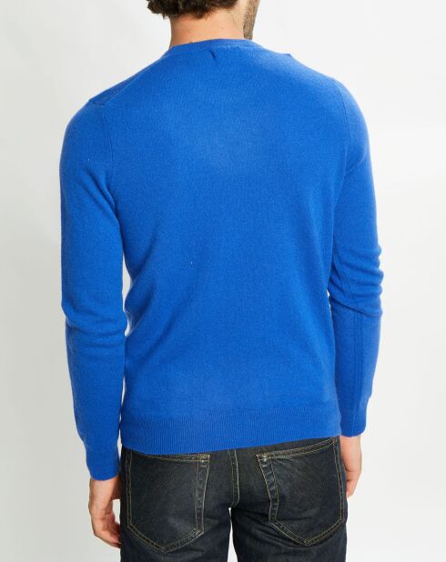 Pull 100% Cachemire Nachron col ras du cou bleu électrique