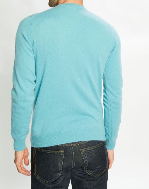 Pull 100% Cachemire Nachron col ras du cou bleu