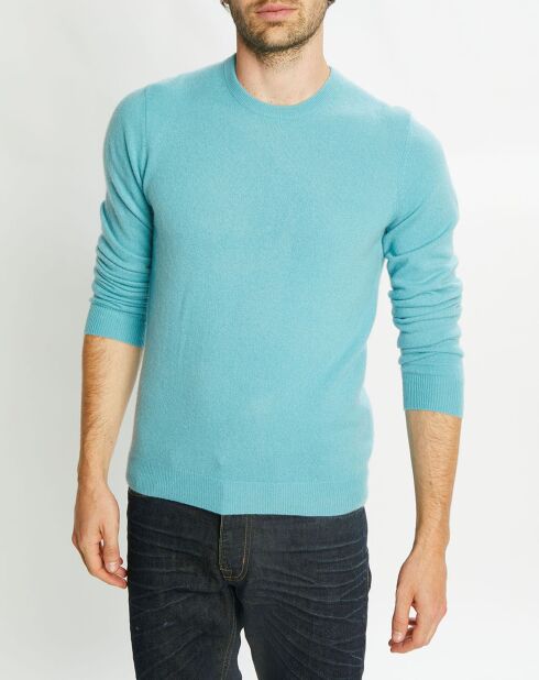 Pull 100% Cachemire Nachron col ras du cou bleu