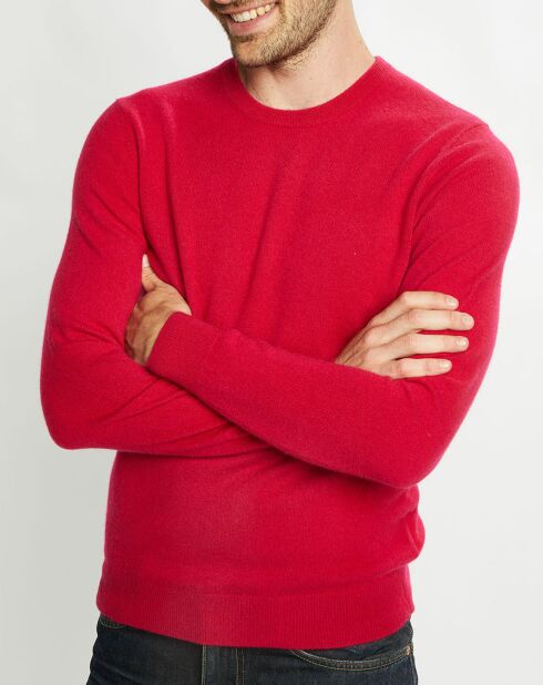 Pull 100% Cachemire Nachron col ras du cou rose foncé