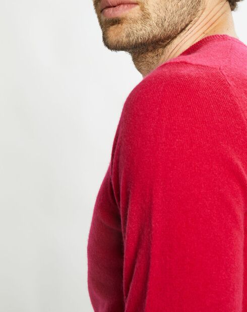 Pull 100% Cachemire Nachron col ras du cou rose foncé