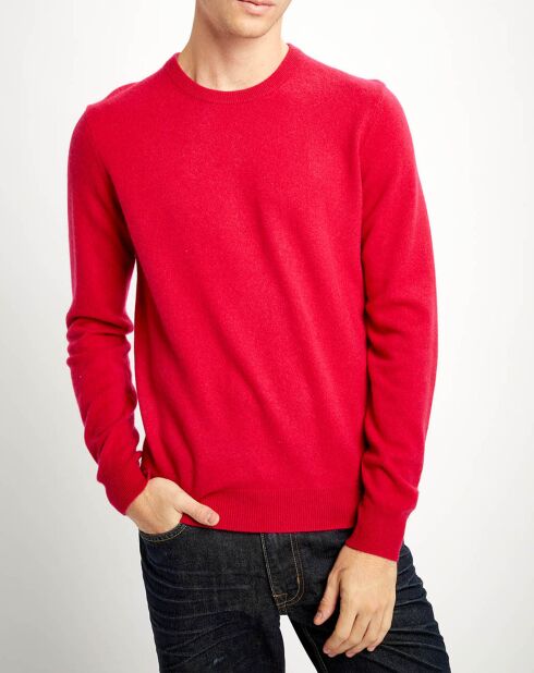 Pull 100% Cachemire Nachron col ras du cou rose foncé