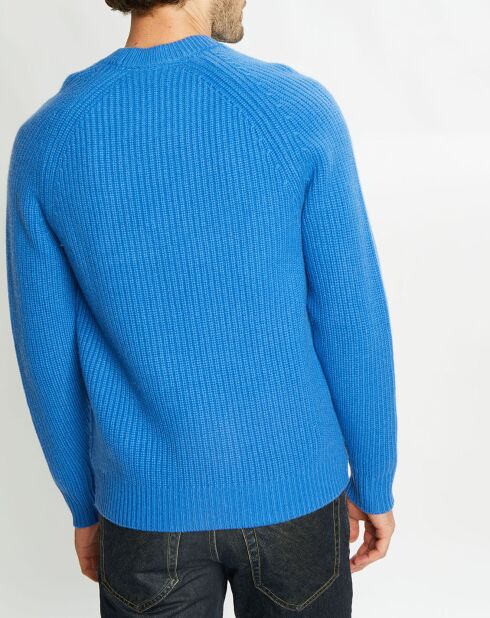Pull en Laine & Cachemire Noterond col rond bleu