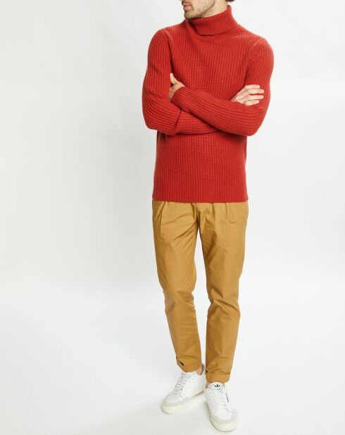 Pull en Laine & Cachemire Noteroule col roulé rouge