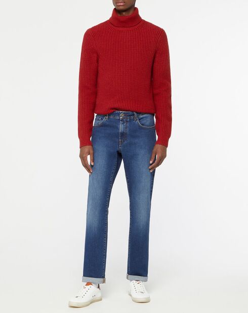 Pull en Laine & Cachemire Noteroule col roulé rouge