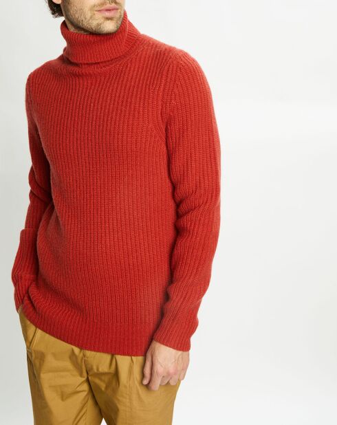 Pull en Laine & Cachemire Noteroule col roulé rouge