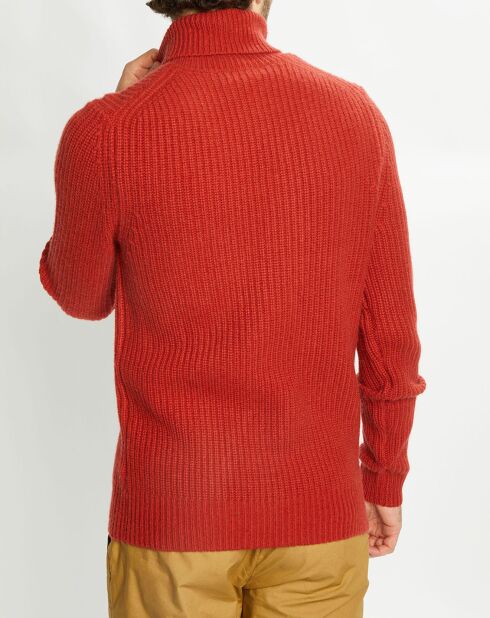 Pull en Laine & Cachemire Noteroule col roulé rouge